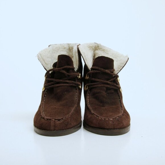 Michael Kors Leather Lace Up Wedge Booties Brown Women Size 8.5 - Picture 4 of 13